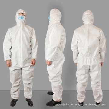 SMS-Vlies-Overall Krankenhausschutzanzug Kleidung Isolierung Einwegkleid 50 G / M2 gegen Corona-Virus, Ebola